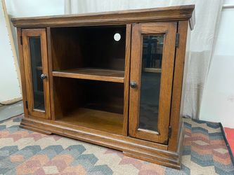 Brown Media Stand w/ Glass Doors