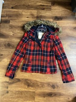 Brand New Woman’s Abercrombie & Fitch brand Red Plaid Jacket Up For Sale