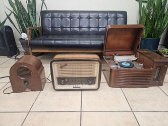 Antique record player and 2 Stereos