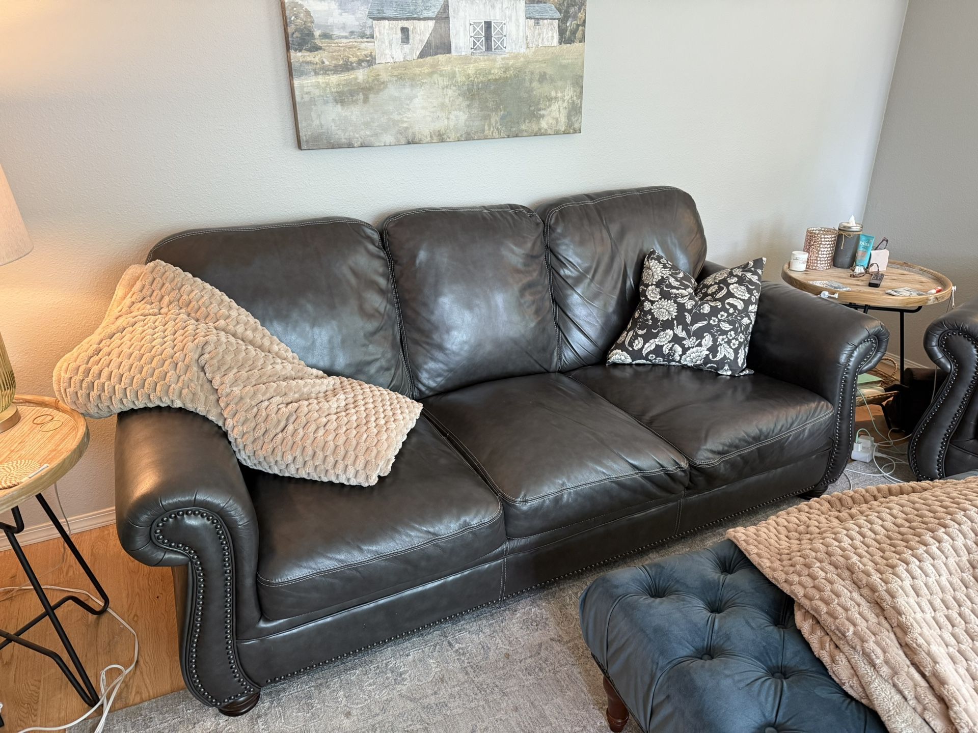 Leather couch and chair