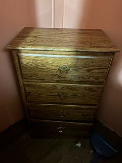 Wood 4-Drawer Dresser with Brass Handles