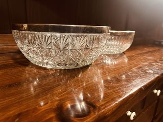 Vintage Crystal Glass Bowl Silverplate England Rim