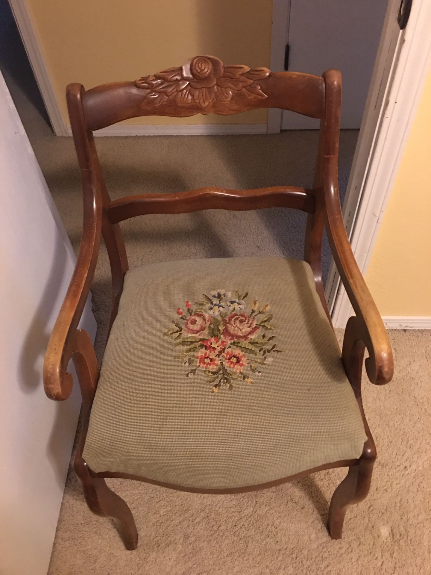 Antique chair with original embroidery