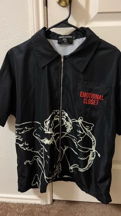 Mixed emotions graphic zip up shirt