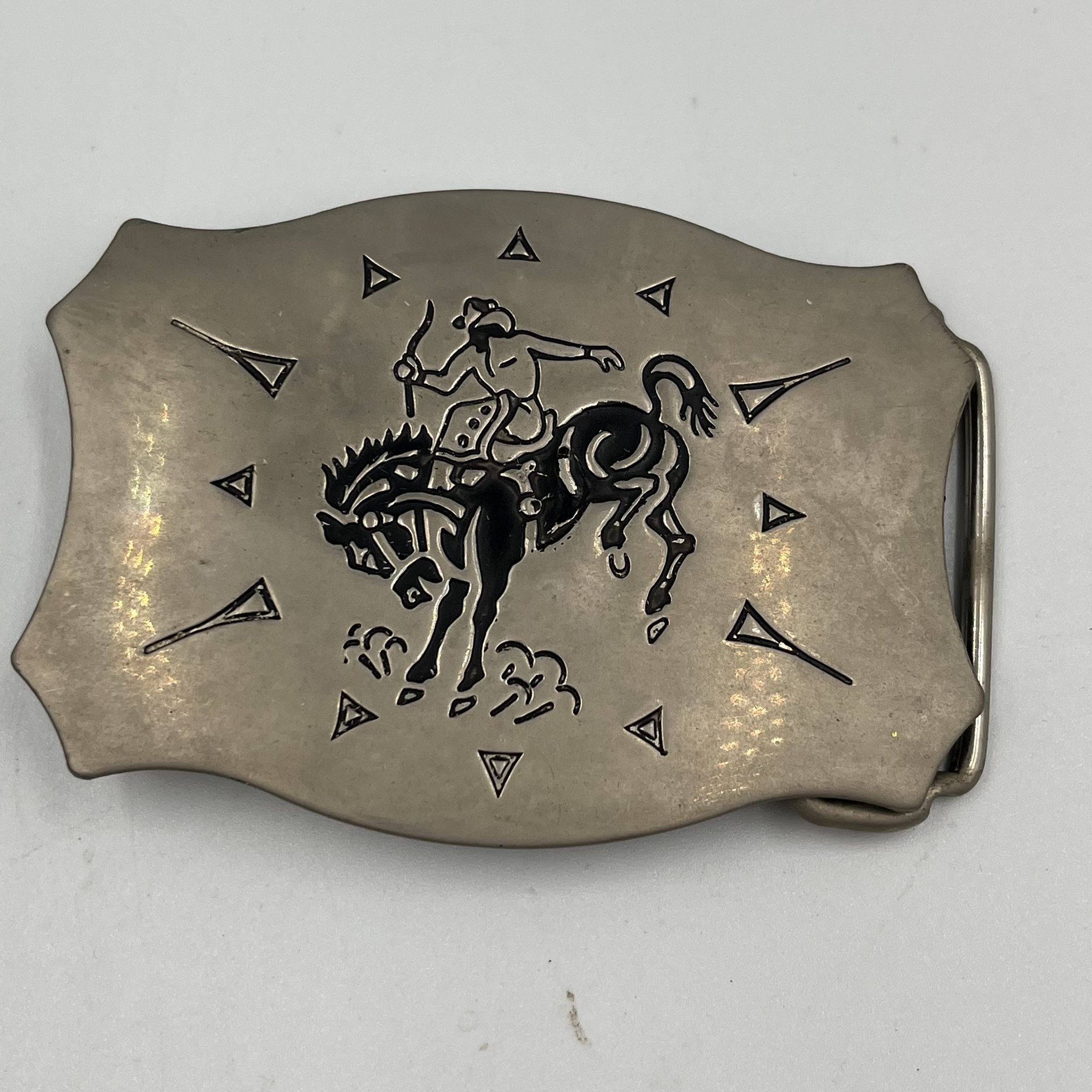 Vintage Chambers Belt Company Western Belt Buckle And Leather Belt