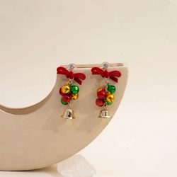 Bell Earrings With Bow And Rhinestone