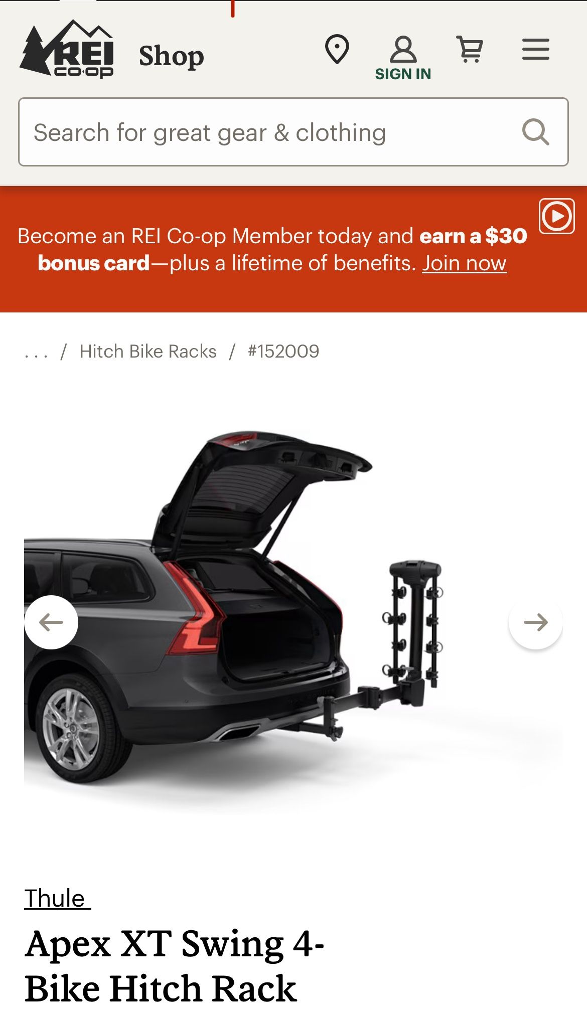 THULE Apex XT Swing Bike Hitch Rack