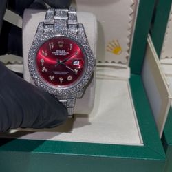 💎🔥💎🔥ALL WHITE BUSTDOWN 🔴DIAL MOISSANITE WATCH 