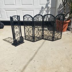 Fireplace Screen And Tool Set 