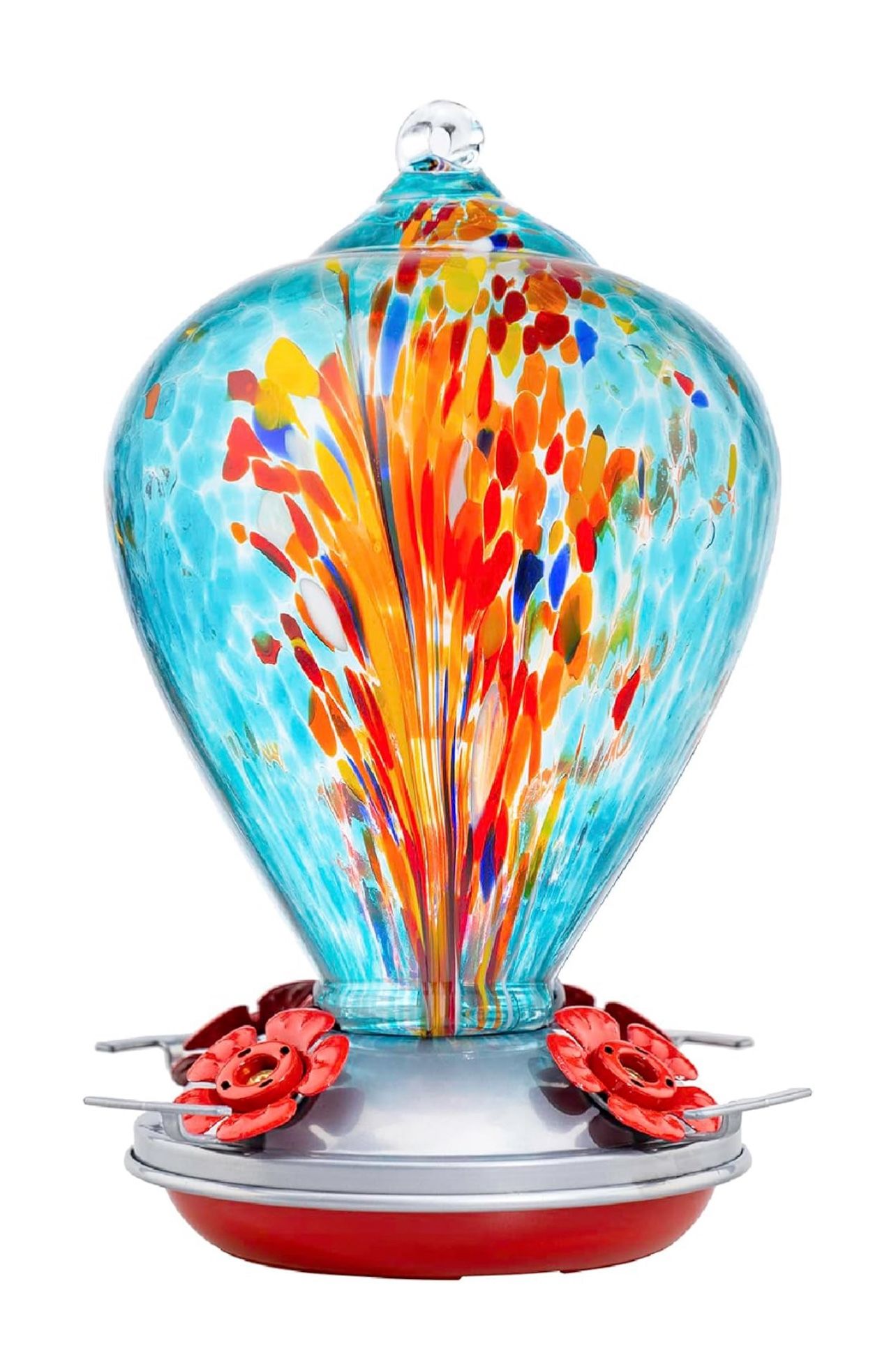 Hummingbird Feeders for Outdoors Hanging, Blown Glass Hummingbird Feeder 34oz