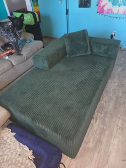 Green Corduroy Chaise Lounge