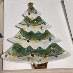 Christopher Radko Shiny Brite Deluxe Golden Decorative Tree Plate 8x7