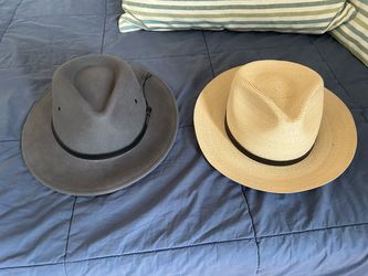 2 XL Men’s hats Pendleton Gray Wool Fedora and Miller Hats Panama Hat