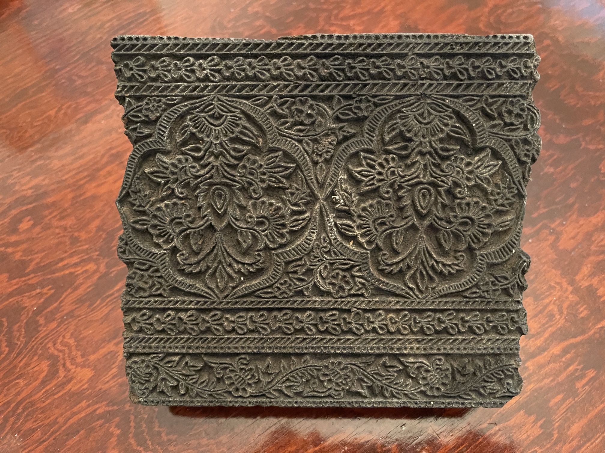 Antique vintage wood Floral printing block