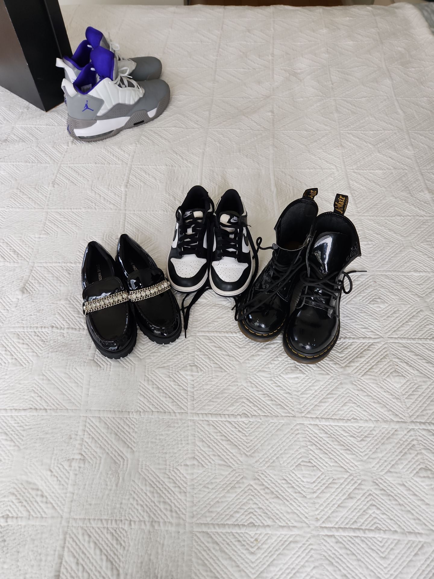 3 pairs of girls shoes doc martins sz 5, Nike sz 4y, Steve Madden