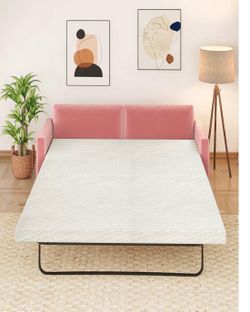 4" [Queen] Sofa Bed Mattress Replacement, Memory Foam Sofa Mattress Topper with Soft Cover, CertiPUR-US Certified, Gold
