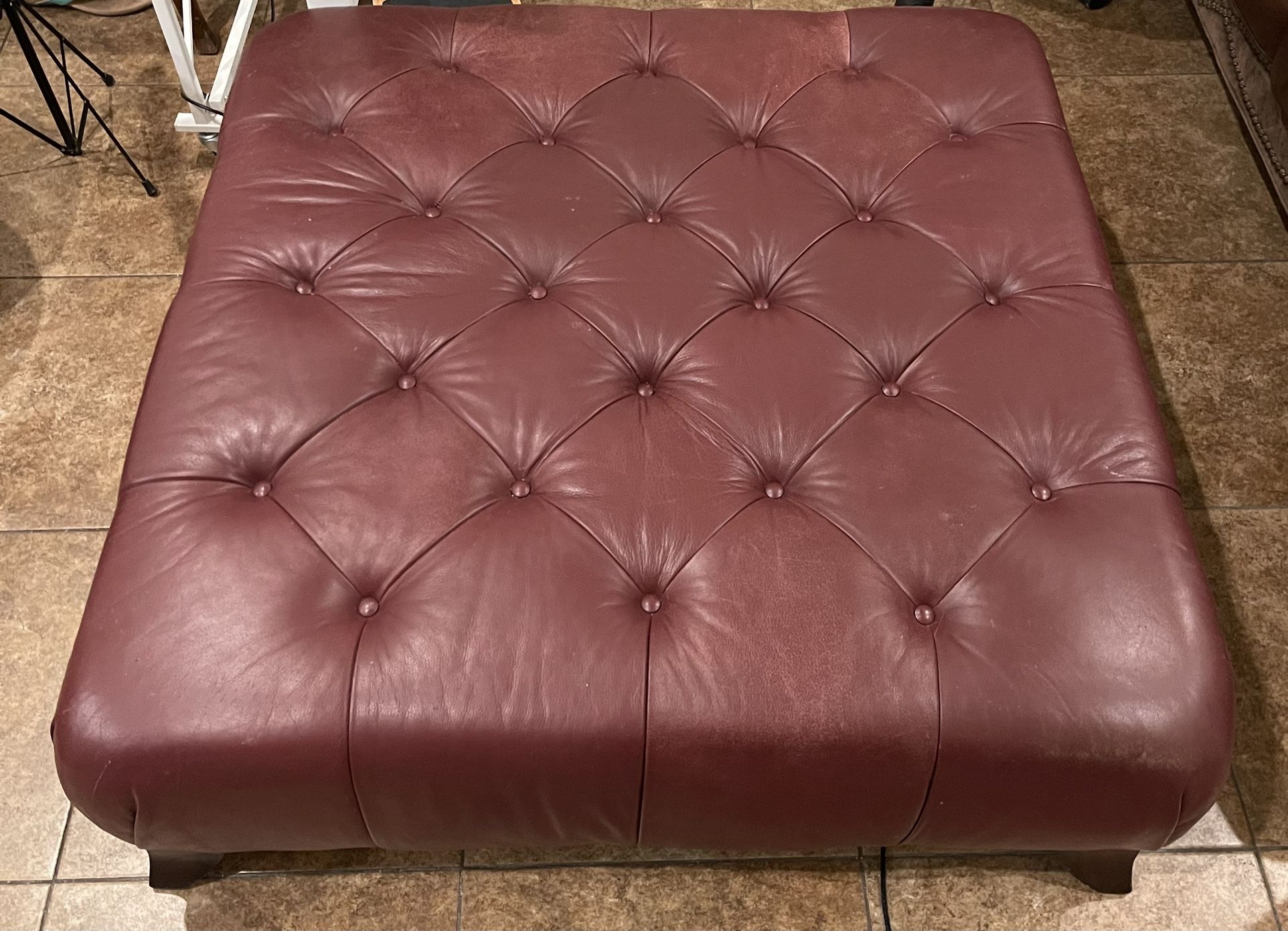 Beautiful Burgundy Leather Ottoman