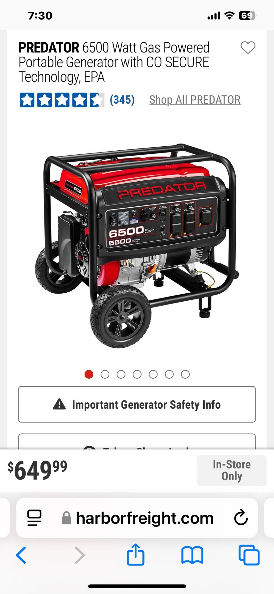 6500 Watt Generator