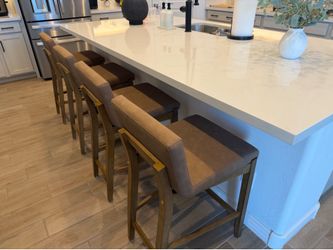 Wood Faux Leather Counter Height Bar Stool Light Brown