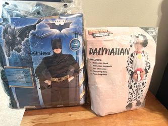 Adult Batman and child Dalmatian costumes