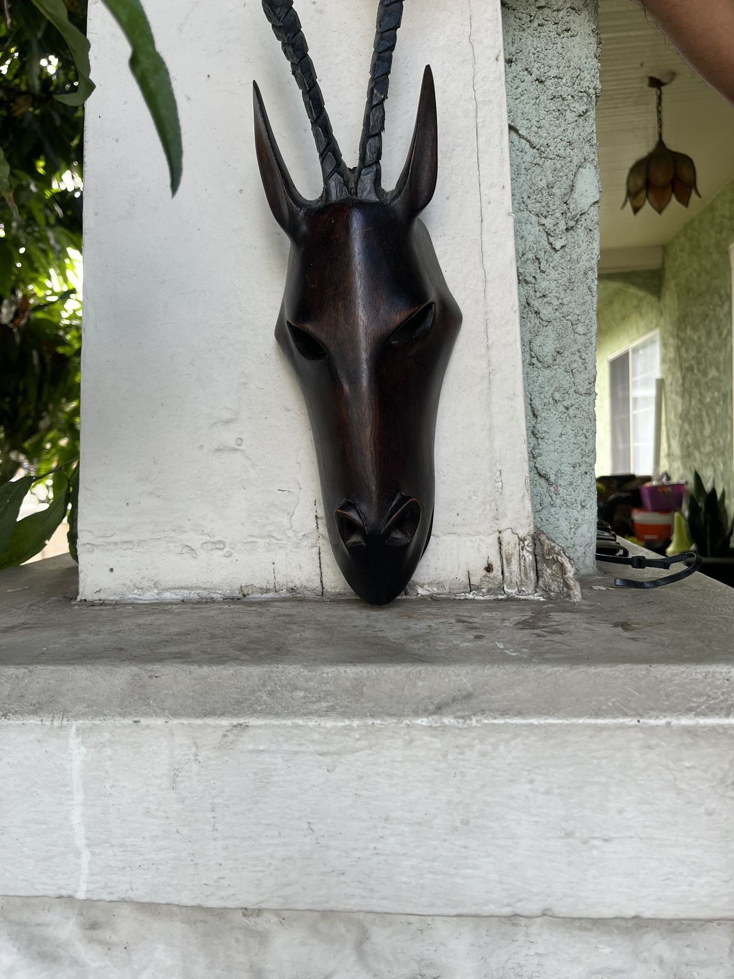 Hand Carved Wood Gazelle Mask Decor17