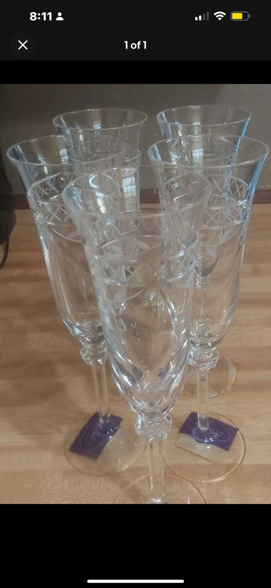 Royal Doulton Victoria Crystal Wine Glass 9 In Tall Discontinued Set Of 5