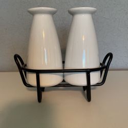 Porcelain Bottles Metal Tray Set