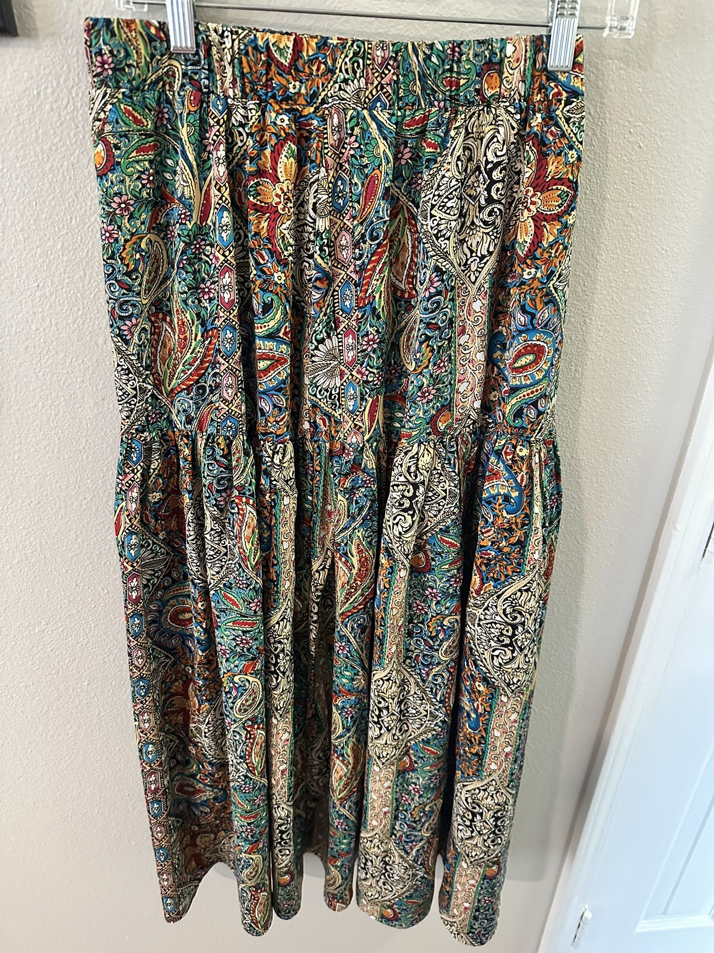 Emory Rose Multicolored Paisley Pattern Maxi Skirt, Size XL