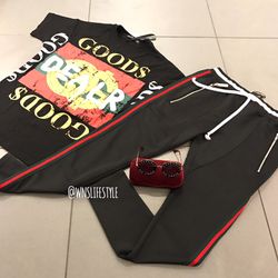 Gucci sunglasses + gg inspired track pants + tshirt