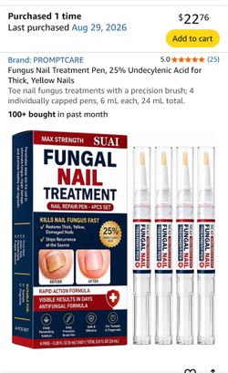 Fungal Nail Treatment Pen 4-Pack - 25% Undecylenic Acid, Max Strength Antifungal