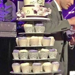 Sturdy Wooden silver cupcake stand 5 tier