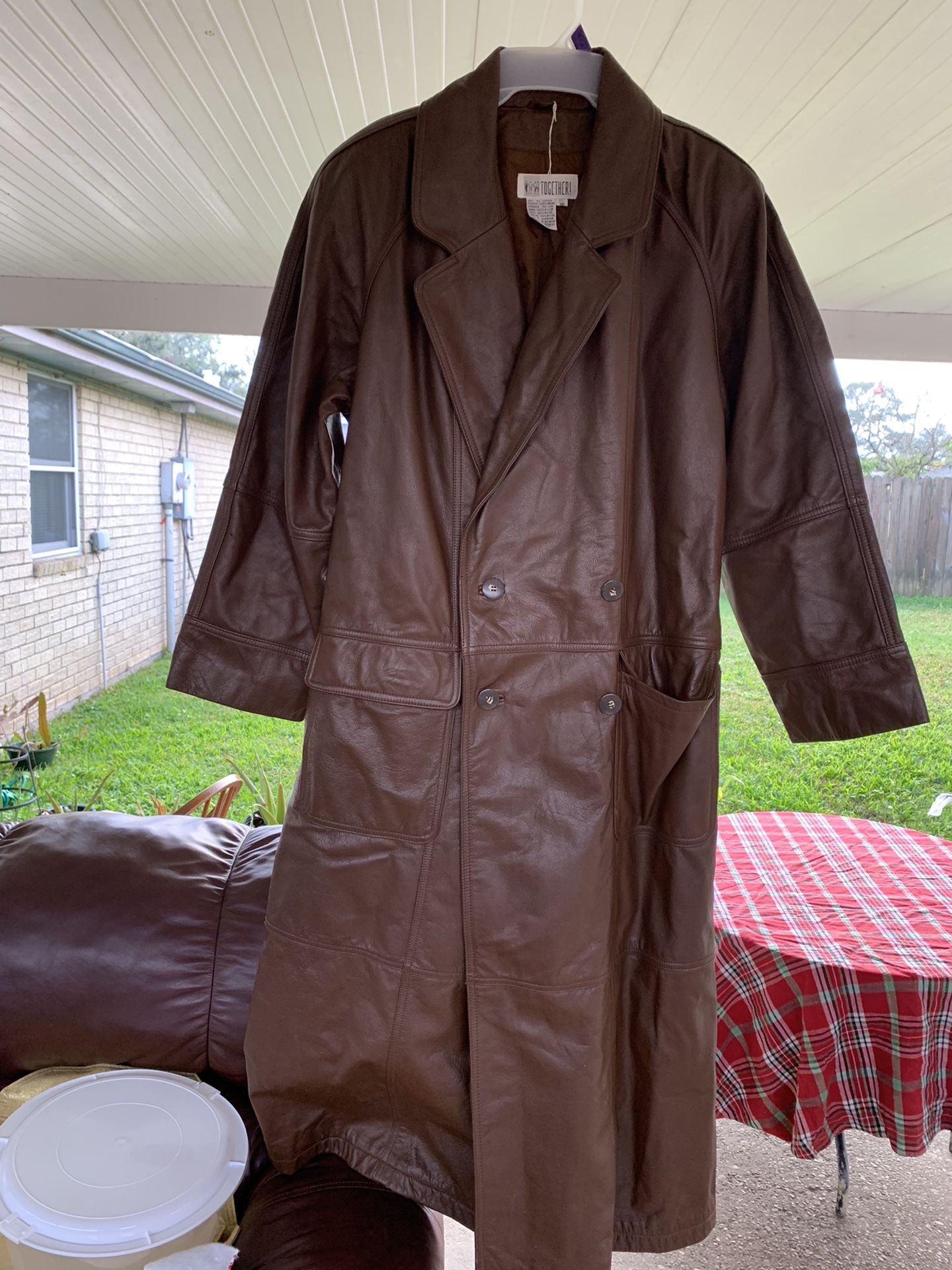 Brown Leather Full Length Coat