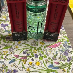 e.l.f. Glow Reviver Melting Lip Balm  & Power Grip Dewy Setting Spray. 