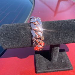 20mm Miami Cuban Link Pink Red Rose Gold Plated Bracelet 18k & 14k Crab Old School Regular Lock