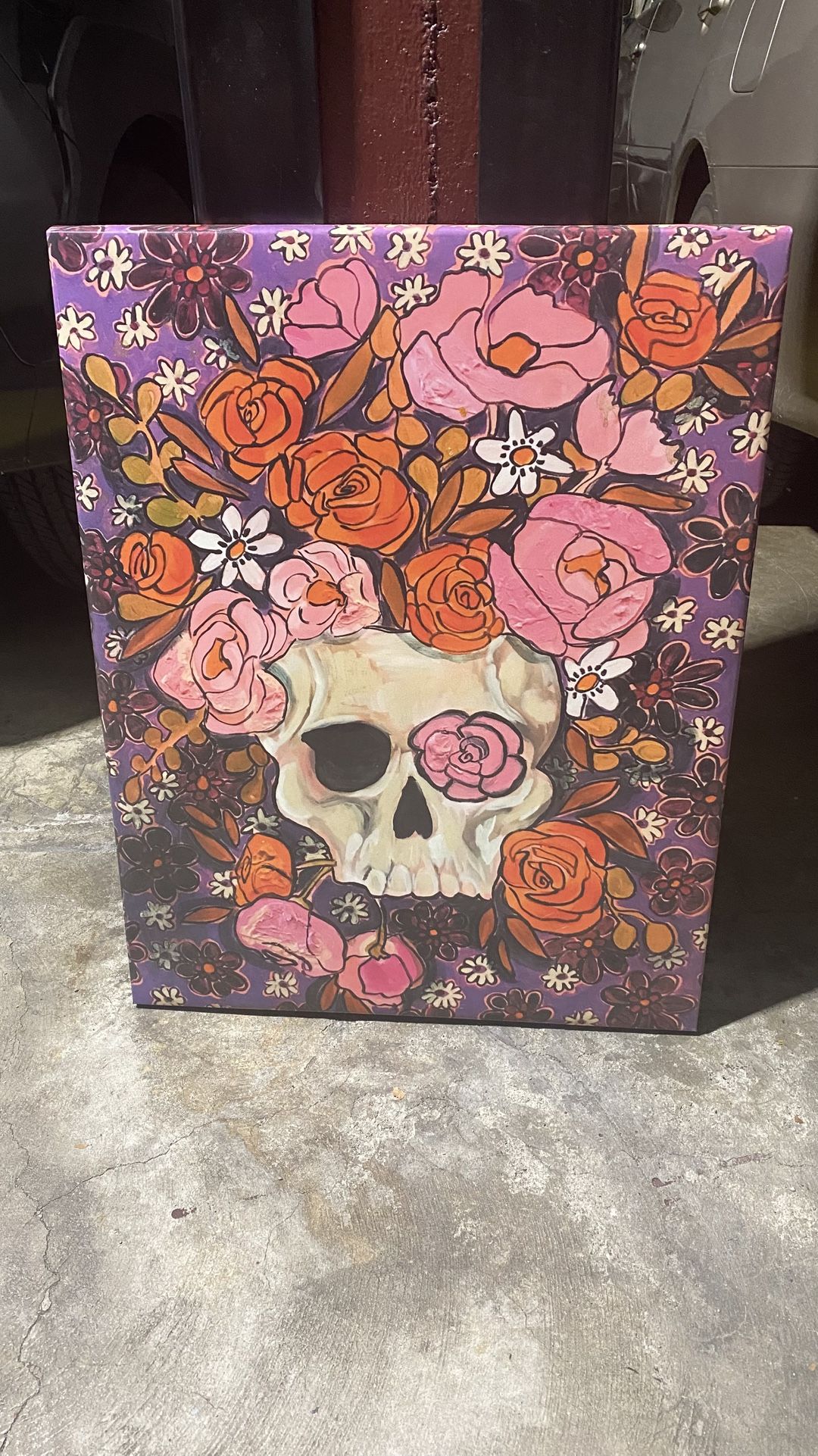 Floral Skull Canvas Wall Art