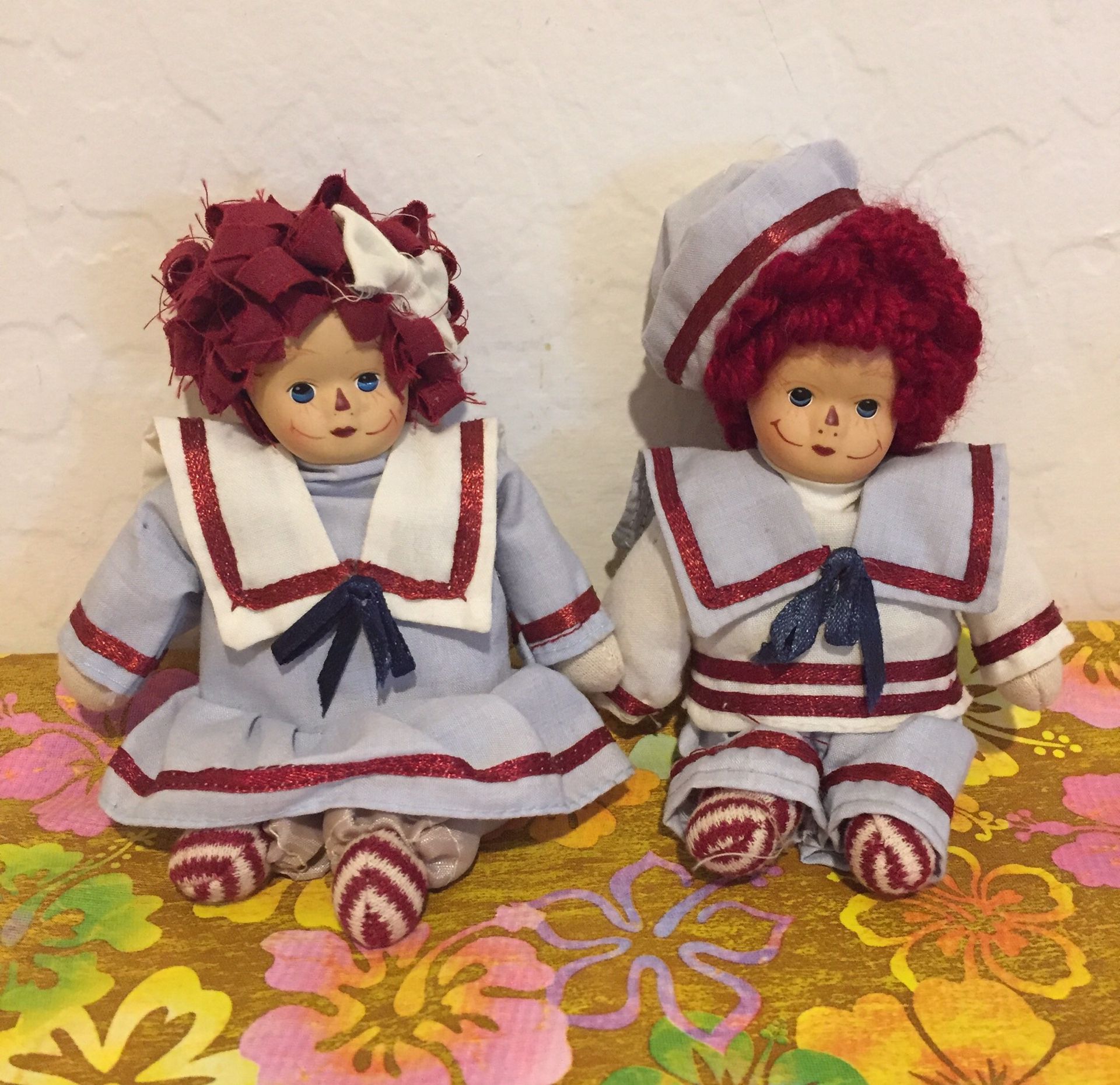 Raggedy Ann and Andy Dolls Porcelain Faces Vintage