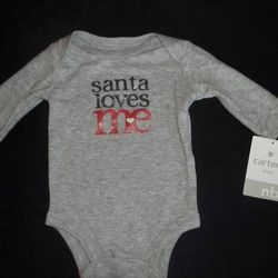 NWT Carters Baby Boys Girls Newborn Christmas Bodysuit Santa Loves Me