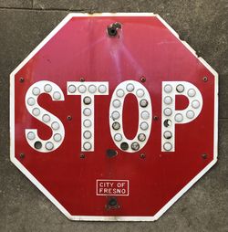 Original 1950’s Porcelain Stop Sign With Reflectors 