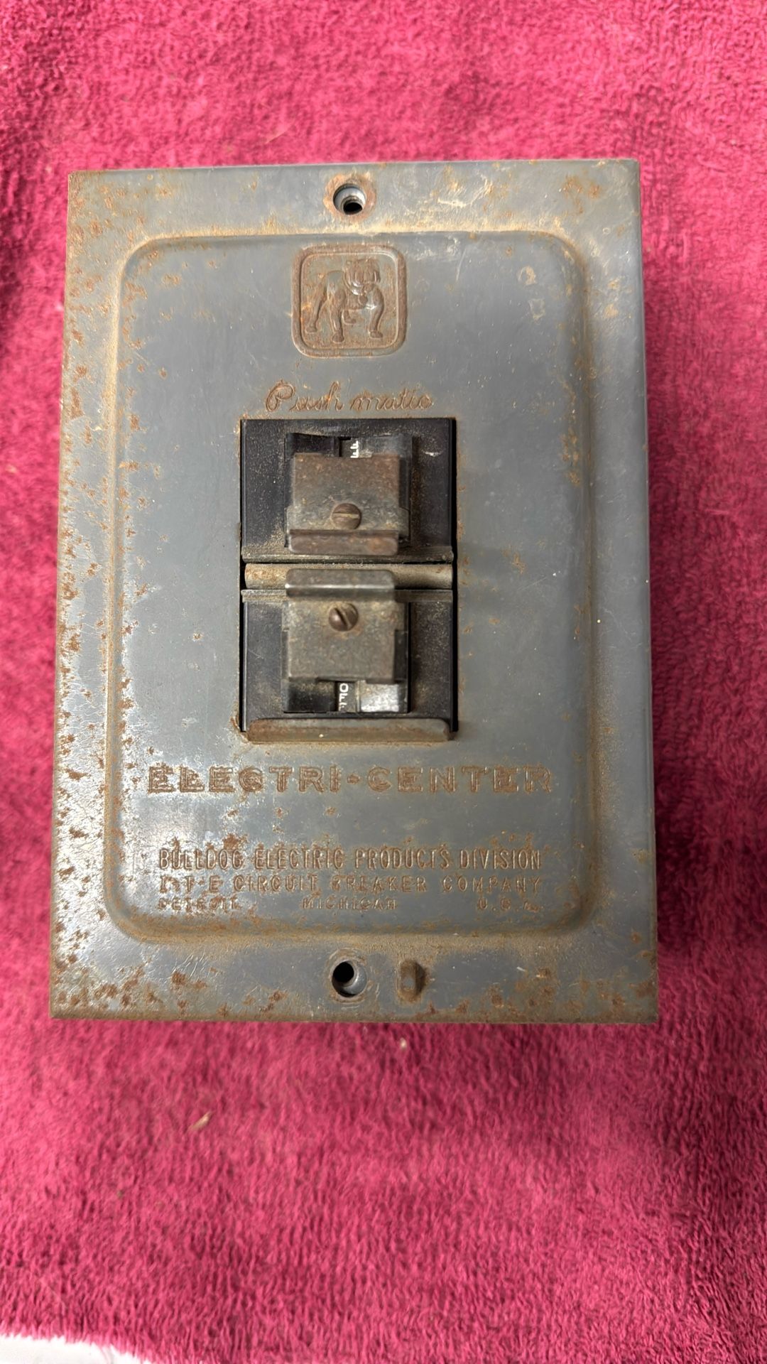 Vintage Mini Bulldog Push Button Breaker Panel
