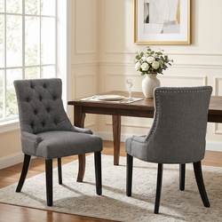 Homy Casa NUTTON EBONY CHARCOAL 2PC Dining Chair Set for Kitchen and Dining Room