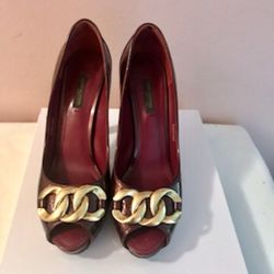 LOUIS VUITTON, BURGUNDY  SHOES SIZE 37.5