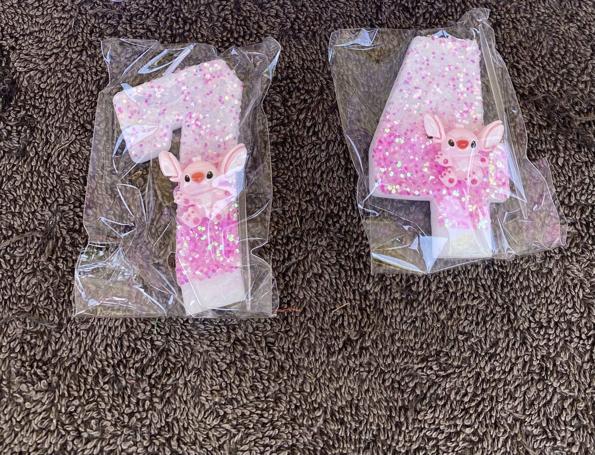 Lilo & Stitch Angel Glitter Cake Topper Candles
