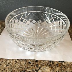Waterford Vintage Crystal Diamond Faceted 8” Glass Bowl