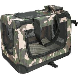 24"x17"x17" Soft Dog Crate Collapsible Portable Travel Pet Carrier Bag Durable Breathable Foldable Kitten Carrier Bag for Cats Puppy Under 45 Lbs Blac