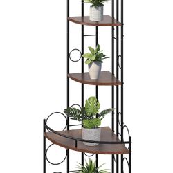 Corner Storage Shelves, Corner Shelf for Storage and Display, Ladder Shelf for Living Room, Kitchen, Home Office (Rustic Brown)