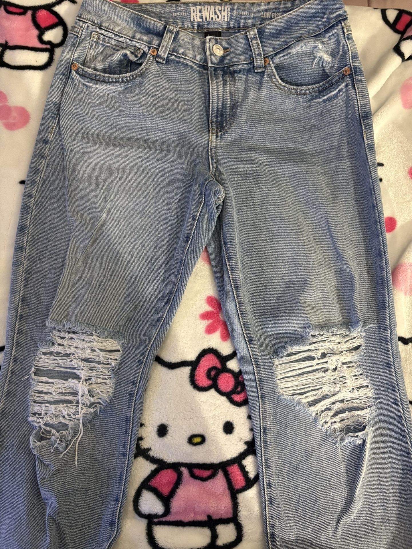 low rise ripped jeans