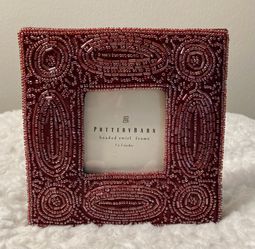 Pottery Barn Burgundy Beaded Frame 
