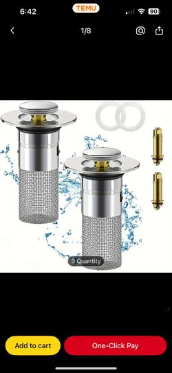 Pop-up Bathroom Sink Plug with Stainless Steel Drain Filter and Hair Collector