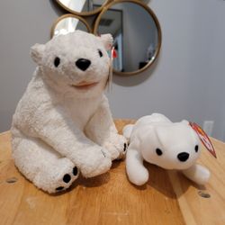 Pair of Polar Bears TY BEANIE BABY "AURORA" & "Chilly" WITH TAGS 2000 & 1999