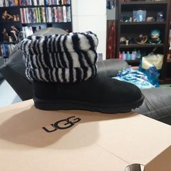 UGG K FLUFF MINI QUILTED ZEBRA